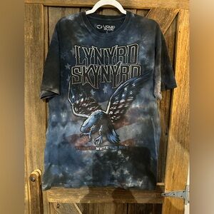 LYNYRD SKYNYRD Tie Dye Liquid Blue Music Band Tee Shirt Size Large